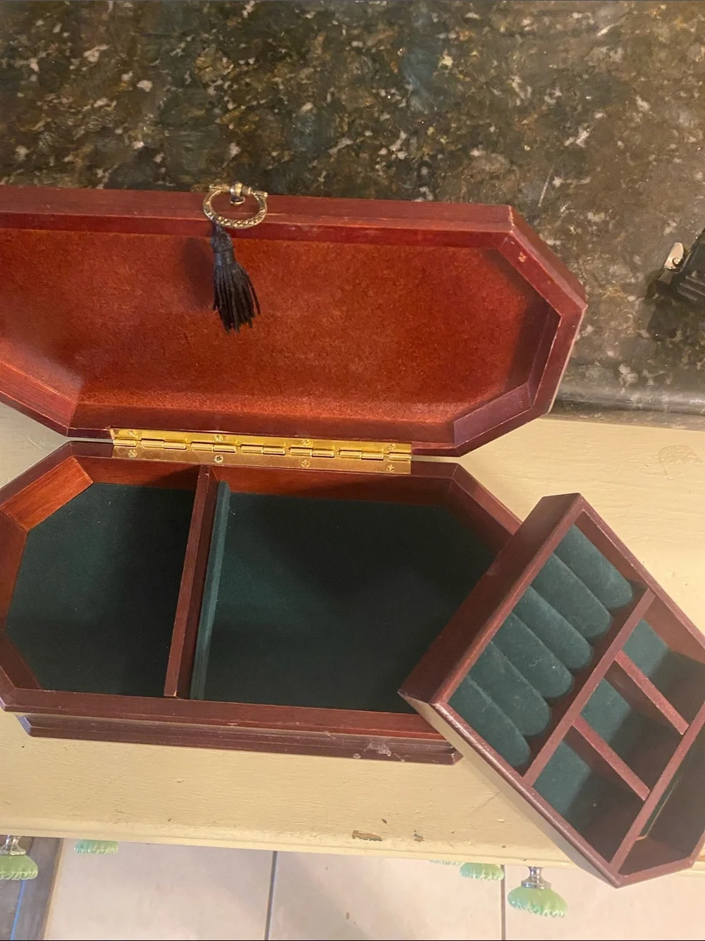 Classic Wooden Jewelry Organizer Box in Dark Brown